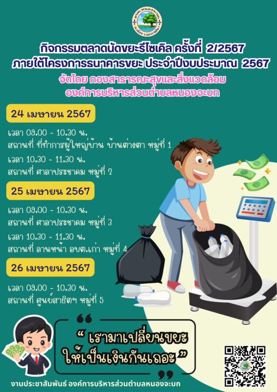 ประชาสัมพันธ์ กิจกรรมตลาดนัดขยะรีไซเคิล ครั้งที่ 2/2567